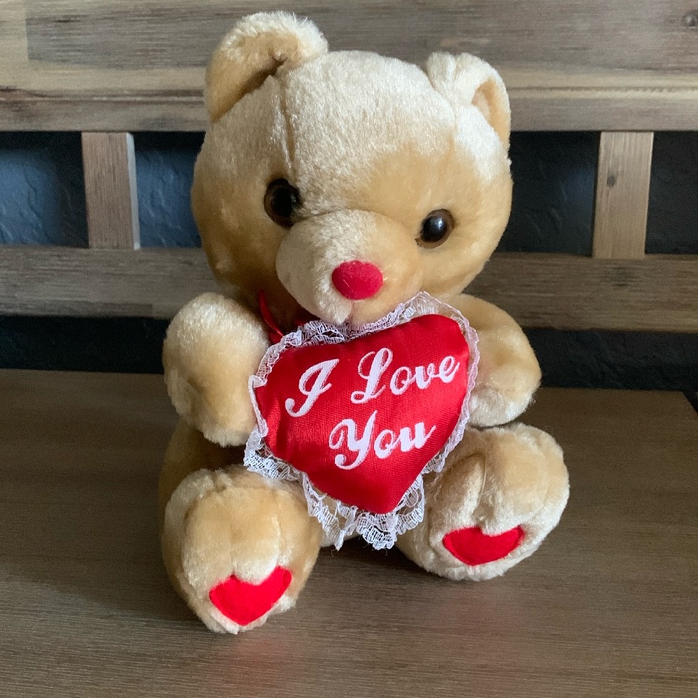 Stuffed bear toy “I love you”